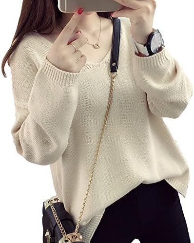 Amazon Basegirl レディースファション秋冬ニットシャツ長袖純色vネック ニット セーター セーター 通販