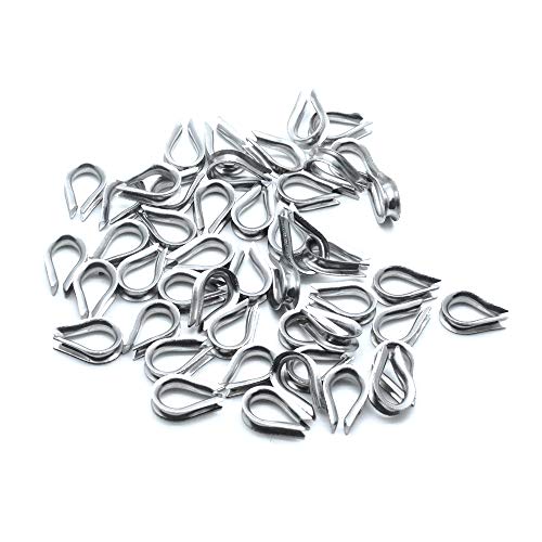 Yoohey 50pcs Stainless Steel M3 Thimble for 1/8" Diameter Wire Rope Cable Thimbles Rigging