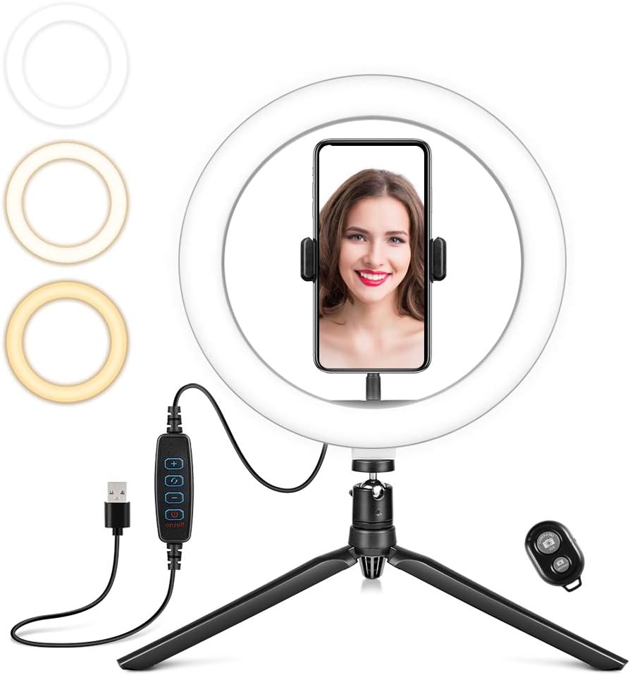 Crenova 10” LED Ring Light for Selfie Live Streaming/Makeup/YouTube Videos : Camera & Photo