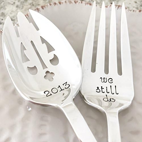 Set of 2, We still do, 2013. Anniversary gift, serving spoon and fork