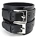 KONOV Wide Genuine Leather Mens Bangle Cuff Bracelet, Punk Rock, Fits 7