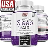 Natural Sleeping Aid Pills for Adults Extra Strength | Herbal Melatonin, Chamomile & Valerian Root Capsules | Adrenal Fatigue Support | Fast Stress, Anxiety & Insomnia Relief by USA Supplements