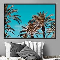 Framed Canvas Wall Art Palm Tree Colorful Cool Group Multicolor Photography Places Realism - 16x24 inches