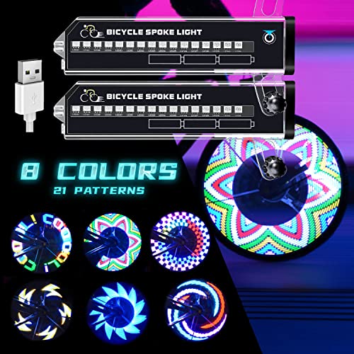 Photo 1 of PRUNUS Rechargeable Long LED Bike Wheel Lights. Waterproof Bicycle Spoke Lights with Rechargeable Batteries.for Safe Cycling,for Kids Girls Boys Adults Mountain Bike BMX Bike Folding Bike