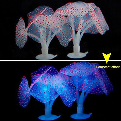 New Fluorescent Coral Pink Aquarium Fish Tank Landscape Decoration Glow Simulation Animal Plants Ornament no.07