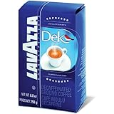 Lavazza Dek Ground Coffee Blend, Decaffeinated Dark Espresso Roast, 8.8-Ounce Bags (Pack of 2)