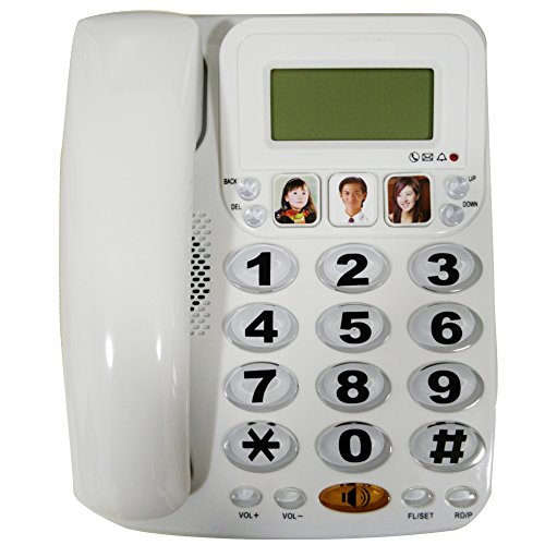HePesTer P-29W Big button Picture Phone for Elderly Works in Power Outage for Emergency(White)