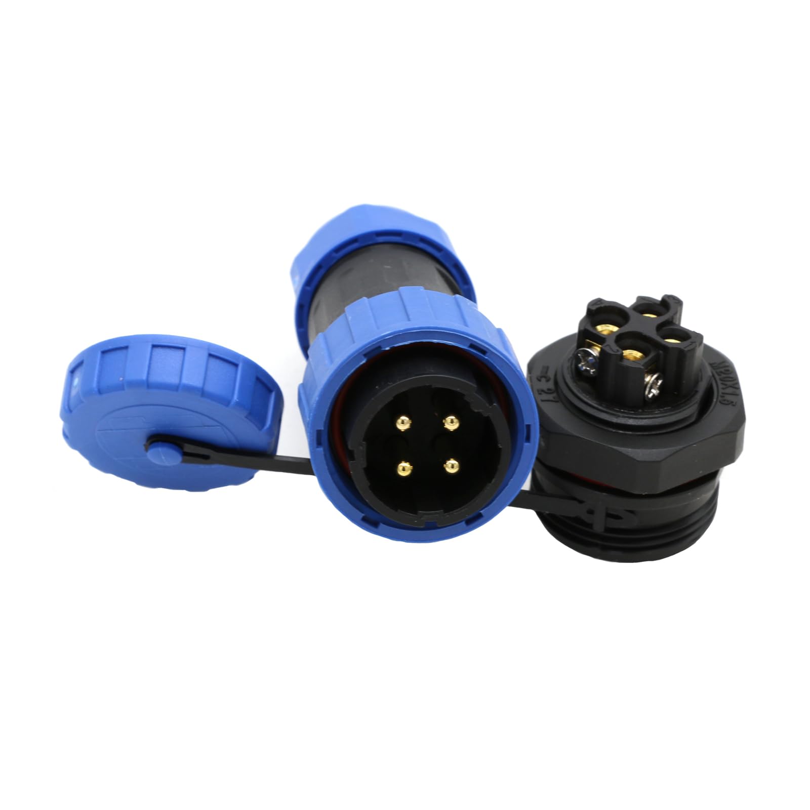 ZBLZGP TY20 4-Pin 25A Bulkhead Waterproof Connector Quick Disconnect Male Female Cable Connector Socket Solderless Screw Connection Panel Mount Round Plug — image 1