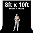 EMART Black Screen Backdrop, 8 x 10 Ft Photography Negros Background Fabric for Streaming Zoom Halloween Decoration, Small Muslin Photo Curtain with 4 Clip
