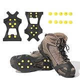 Gpeng Ice Grips, Traction Cleats Ice Cleat Snow Grippers Non-Slip Over Shoe/Boot Rubber Spikes Crampons Anti Slip Durbale 10 Steel Studs Crampons Slip-on Stretch Footwear