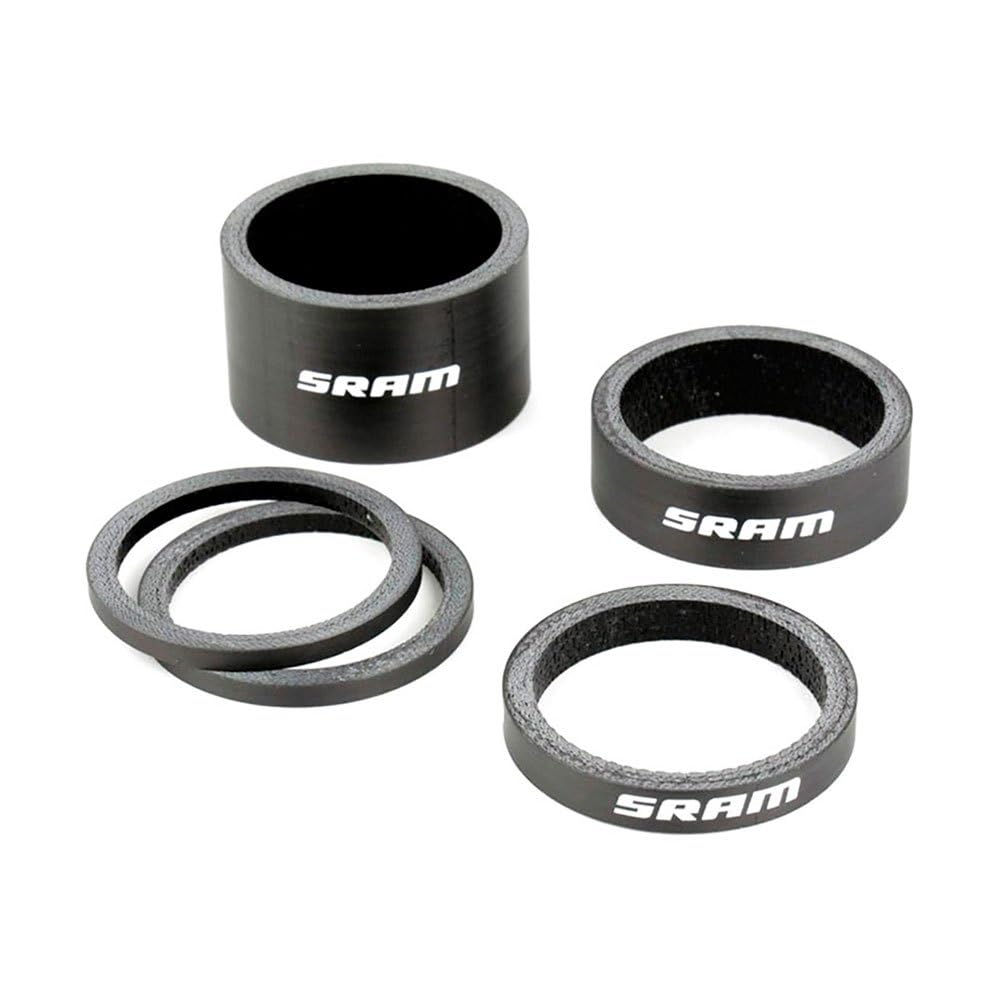 RS KIT ESPACIADOR HORQUILLA CARBON (2.5mm x 2, 5mm x 1, 10mm x 1, 20mm x 1) LOGO SRAM BLANCO