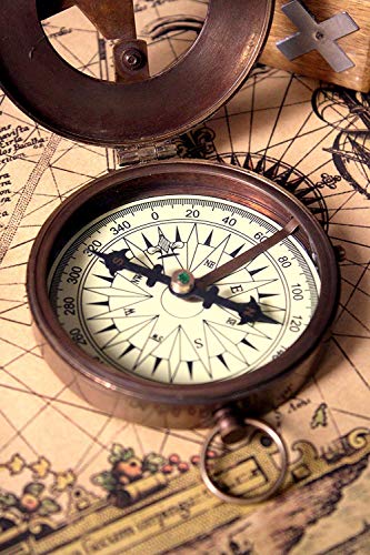 Personalized engraved sundial compass, Engraving on top lid and gnomon, Gift for all occasions, Christmas, New year, Graduation, Love gift, Get well soon, wedding anniversary. Free real leather case - Thumbnail 5