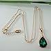 Navachi 18k Gold Plated Clear Crystal Green Pear-shaped Zircon Az6303p Pendant Necklace 16