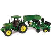 ERTL John Deere 6410 Tractor Toy Set - 1:32 Scale - Includes Wing Disk and Barge Wagon Toy - Articulated Parts and Free-Rolling Wheels - Collectible John Deere Tractor Toys - Ages 5 Years and Up