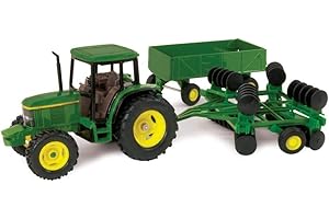ERTL John Deere 6410 Tractor Toy Set - 1:32 Scale - Includes Wing Disk and Barge Wagon Toy - Articulated Parts and Free-Rolling Wheels - Collectible John Deere Tractor Toys - Ages 5 Years and Up