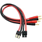 OliRC 2pcs Compatible with tr Connector Plug to 4mm Banana Plugs Battery Charge Lead Adapter Cable 12awg 30cm