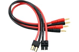 OliRC 2pcs Compatible with tr Connector Plug to 4mm Banana Plugs Battery Charge Lead Adapter Cable 12awg 30cm