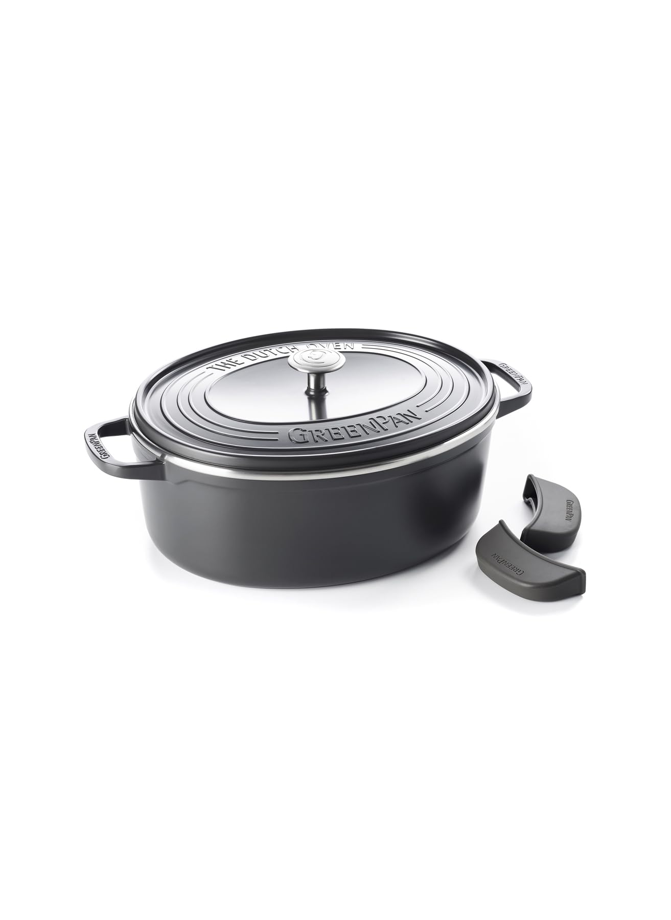 GreenPan Featherweights Non-Stick 25cm/6.2 Litre Oval Casserole, PFAS Free, Grey