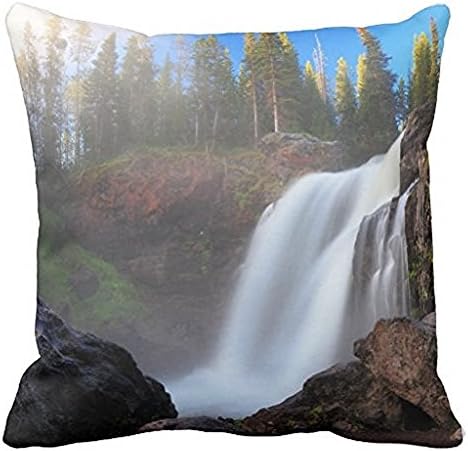 Buy or buy Moose Falls In Morning Fog Throw Pillow Case 18x18Inch