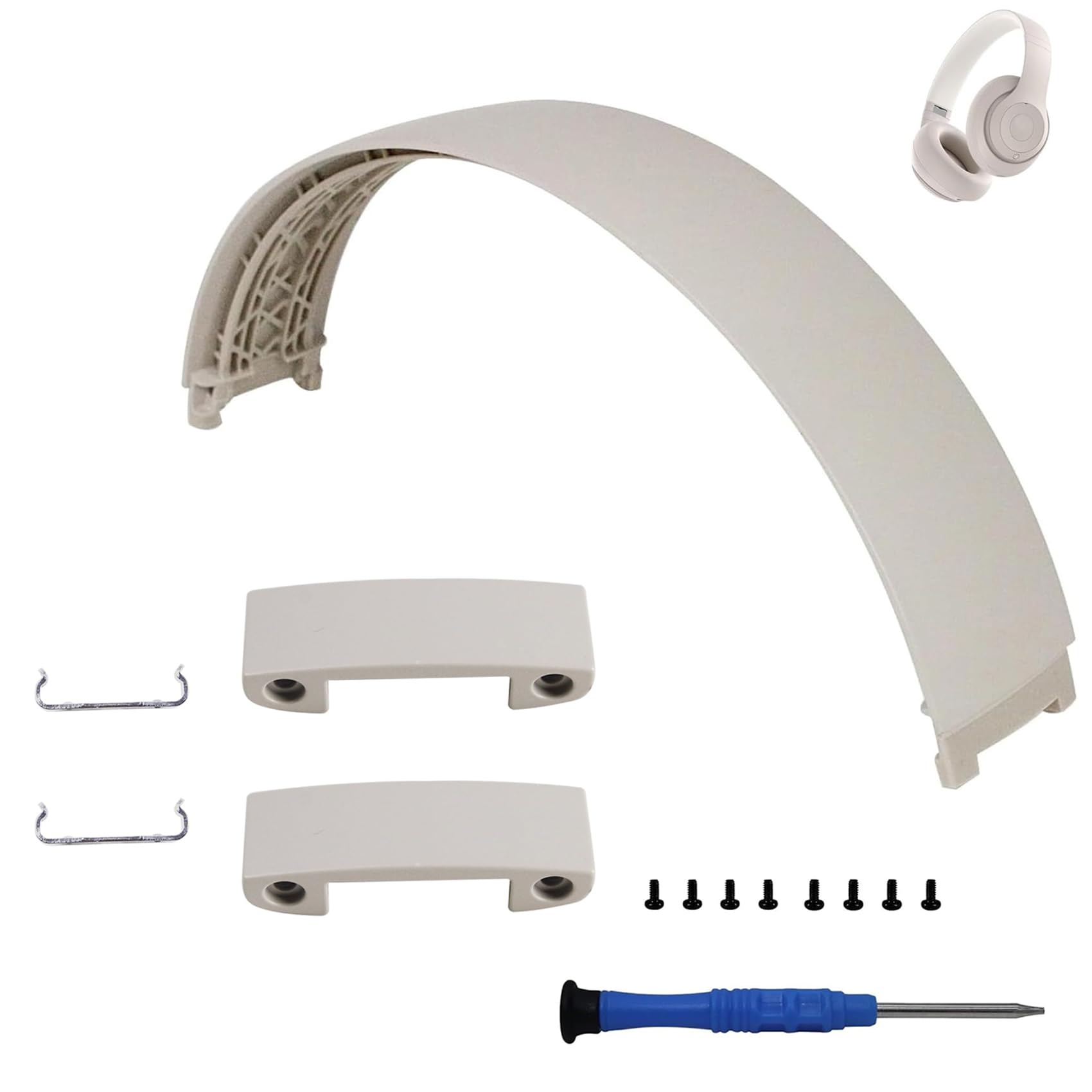 Studio Pro Headband & Hinge Replacement Parts Compatible with Beats Studio Pro Wireless Headphone, Durable Repair Kit Replacement Headband Metal Folding Hinge Clip Cover Pin Repair Parts Set-Sandstone