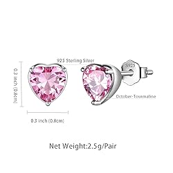 Pink Hearts Studs Earring Women 925 Sterling Silver