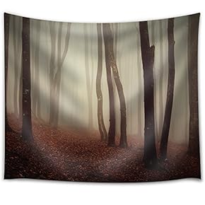 Leaves Covering The Floor in a Forest on a Misty Day - Fabric Tapestry, Home Decor - 51x60 inches