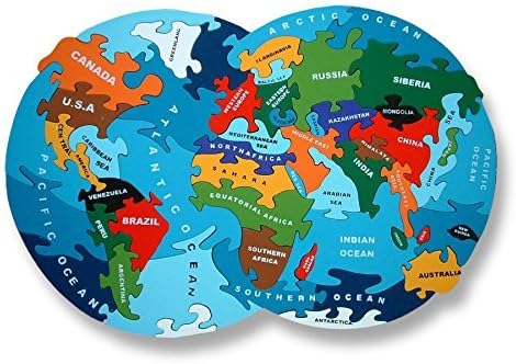 Wooden Map Of The World Atlas Jigsaw Puzzle Handmade in Ireland by Alphabet Jigsaw