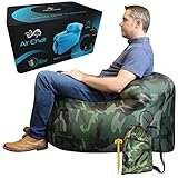 Treadway Bean bag chairs, fishing chair, deck chair, Air Chair, inflatable sofa, air lounger, hangout, hammock, tent peg, pocket, stake loop (Covert Camo)