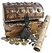 Wooden Pirates Treasure Chest Box Free Lock Key Metal Pirate Coins by Well Pack Box