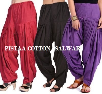 pistaa's women's cotton patiyala pants (maroon, black and purple_free size)