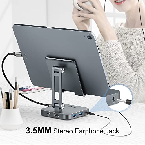 BYEASY USB C Hub with Stand, 7 in 1 Docking Station with 4K 30HZ HDMI