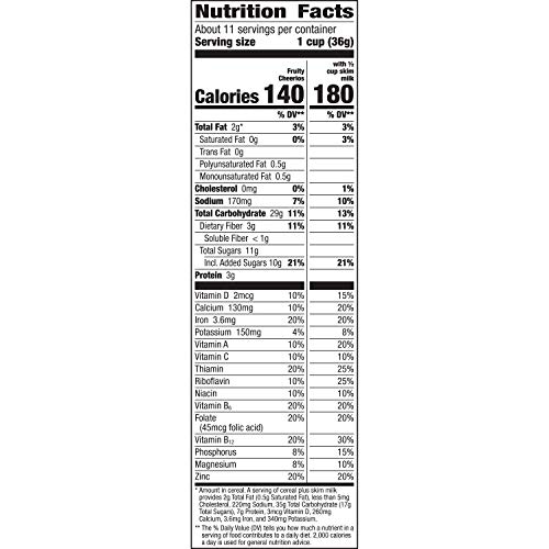 FRUITY CHEERIOS, CEREAL WITH OATS, GLUTEN FREE, 14.2 OZ