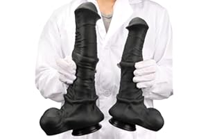 Gosuca Realistic Black Giant XXXL Horse Cock Dildo Anal Plug, Silicone Animal Big Fake Penis Anal Dildos Butt Plug G-spot Vag