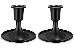 Candlestick Holders 2 PCS Short Metal Taper Candle Holders, KSWING Black Candle Stick Holders Set, Perfect for Table Centerpiece Mantel Party Wedding Christmas Home Decor, Set of 2