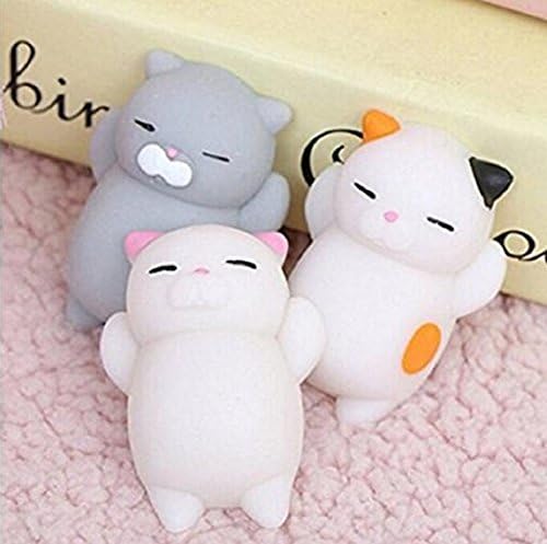 Marery 3PCS Kawaii Slow Soft Rising Squishy Squeezen Cute Mini Cat Fidget Toy Stress Reliever Kids Toy Gift