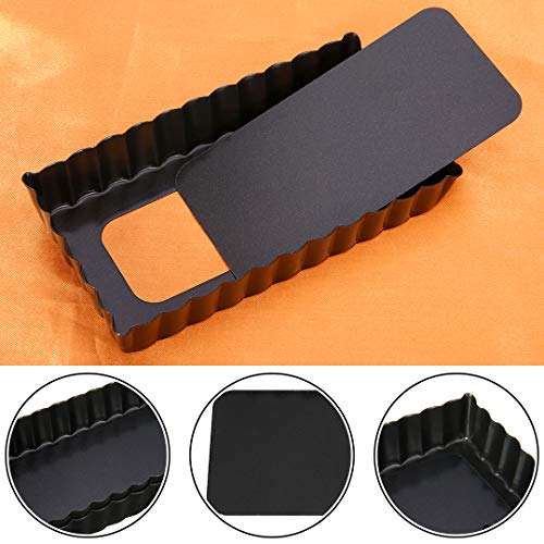 4 Inch Tart Pans, Mini Rectangular Tart Pan Quiche Pie Pan with Non-Stick Removable Bottom Baking Dish(4 Set/Black)