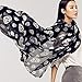 NYKKOLA Girls Skulls Printed Black Long Soft Scarf Shawl, White