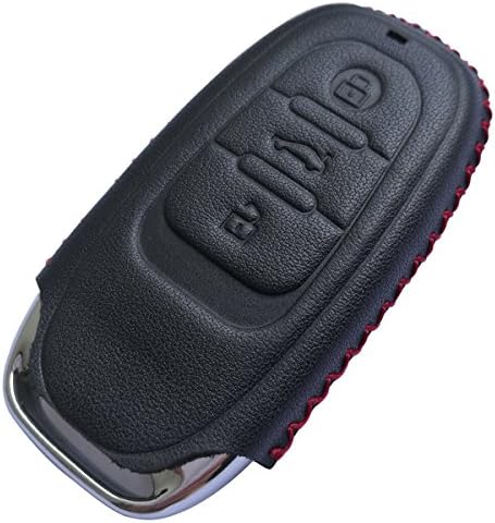 Coolbestda Leather 3Button Smart Key Fob Remote Cover Case Keyless Entry Protector Skin Jacket for Audi A1 A3 A4 A5 A6 A7 A8 Q5 Q7 R8 S5 S7 Q5 RS (Insert Key to Ignition NOT FIT)