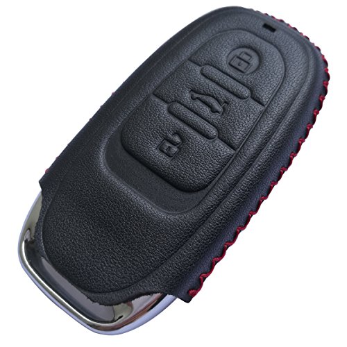 Coolbestda Leather 3Button Smart Key Fob Remote Cover Case Keyless Entry Protector Skin Jacket for Audi A1 A3 A4 A5 A6 A7 A8 Q5 Q7 R8 S5 S7 Q5 RS (Insert Key to Ignition NOT FIT)