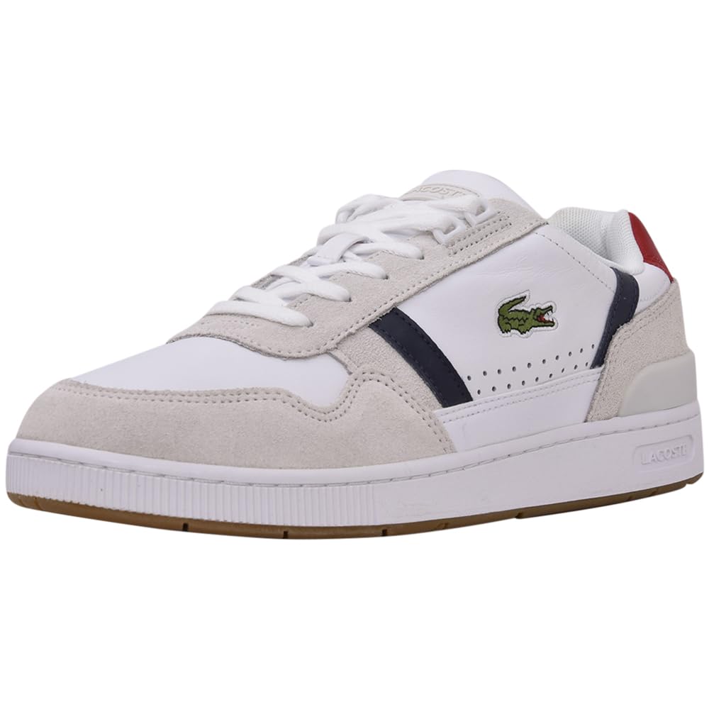 Lacoste Men's T-Clip Sneaker, White/Navy/Red, 8 Image
