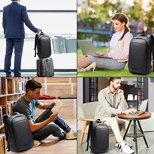 HEROIC KNIGHT 17 Inch Lightweight Expandable Anti-Theft Waterproof Functional Laptop Backpack for Men Elegant Leisure School Business with USB Port 27L (Black)