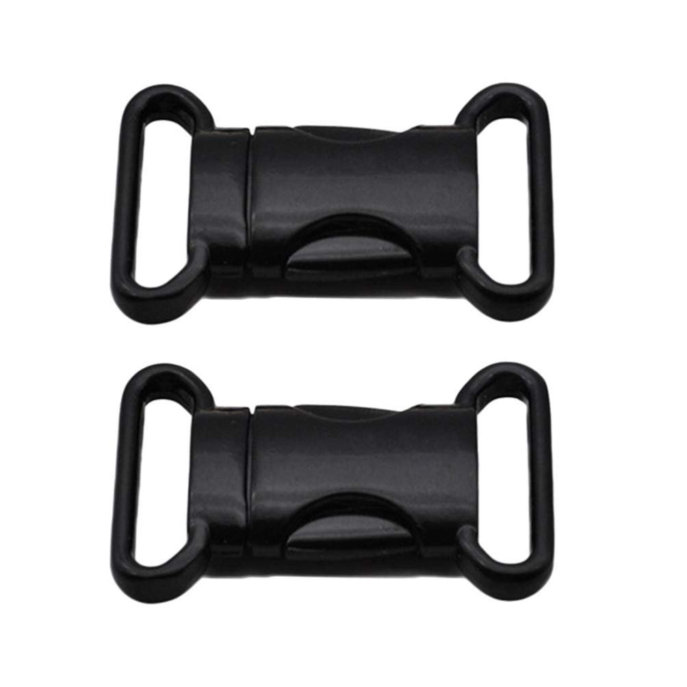 HEALLILY 2pcs Metal Side Release Buckles Adjustable Quick Release Clips DIY Craft Accessories for Paracord Backpack Fanny Pack Dog Collars 25mm (Black)