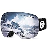 Picador Snowmobile Skate Ski Goggles with Detachable Dual Layer, Matte Black