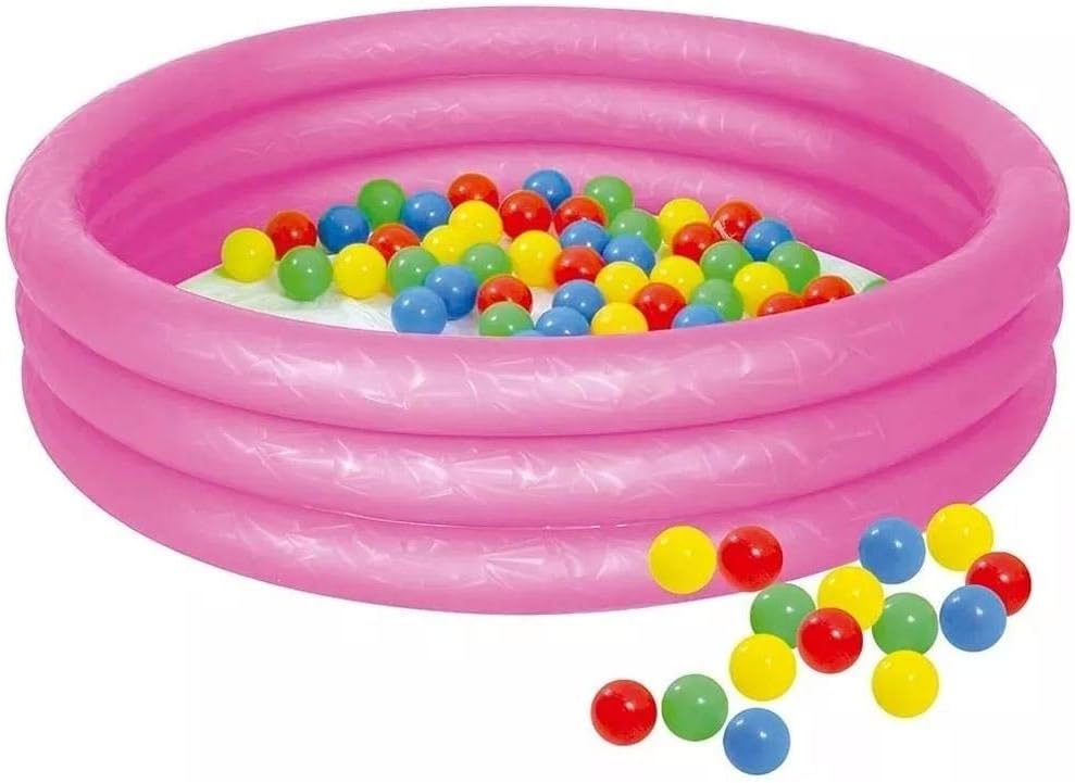 Piscina Infantil Mor Inflavel com 100 Bolinhas 130L - Rosa