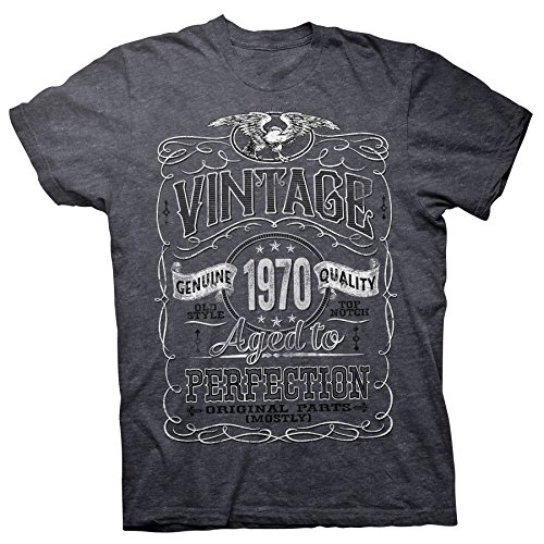50th Birthday Gift Shirt - Vintage Aged to Perfection 1970 - Dk. Heather-002-XL