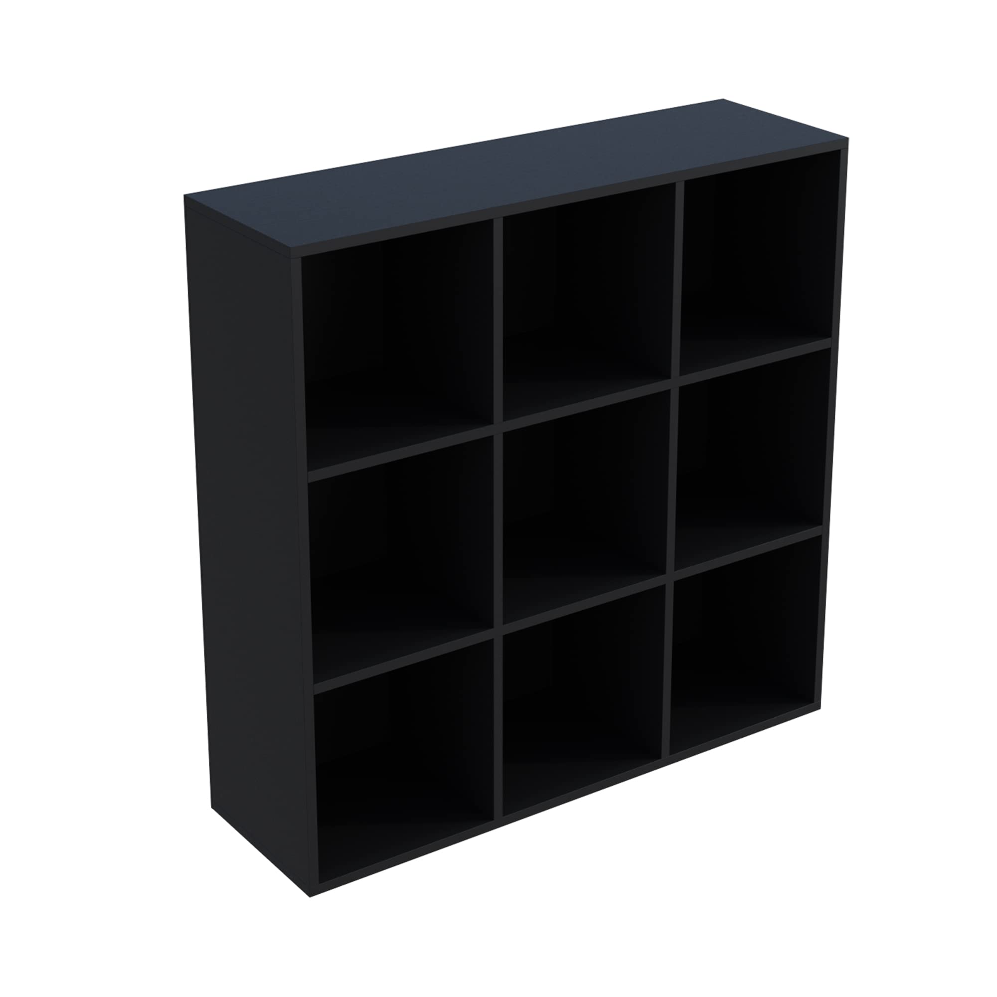 Photo 1 of *MAJOR DAMAGE*
OSCHF 9-Cube Storage Shelf Bookcase - Wooden 3-Tier Free Standing Open Bookshelf for Home and Office, Organizer Cabinet in Black