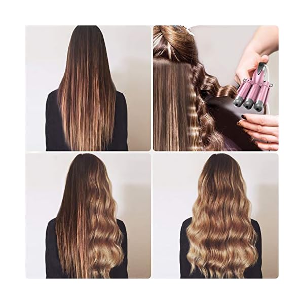 3-Barrel-Hair-Waver-BESTOPE-Hair-crimpersTongs-25mm-Hair-Curling-Iron-Tourmaline-Ceramic-Curling-Wand-Beach-Wave-for-Long-Hair-Styling-with-2-Temperature-Mode-Control-Pink 3 Barrel Hair Waver, BESTOPE Hair crimpers/Tongs 25mm Hair Curling Iron Tourmaline Ceramic Curling Wand Beach Wave for…