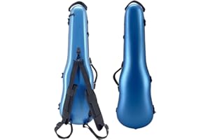 WUQIMUSC Violin Case 4/4 full size hard case Strong Carbon fiber Anti-Scratch Shaped Flight case Backpackable,Built-in Hygrometer Lightweight Travel violin case, 1.54kg, Blue