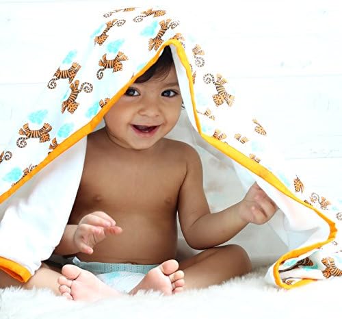 Muslin Cotton Stroller blanket by TURA TURI 100% cotton, Receiving Blanket, Tiger Dreams