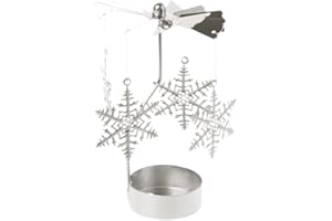 SURAKEY Rotating Tea Light Holder,1Pcs Spinning Candle Holder Christmas Metal Candlesticks Snowflake Reindeer Xmas Tree Design for Wedding Event Christmas Ornament (Snowflakes)